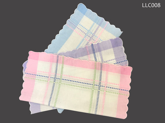 Handkerchief Ladies - Scalloped Edge Cotton, Woven Border