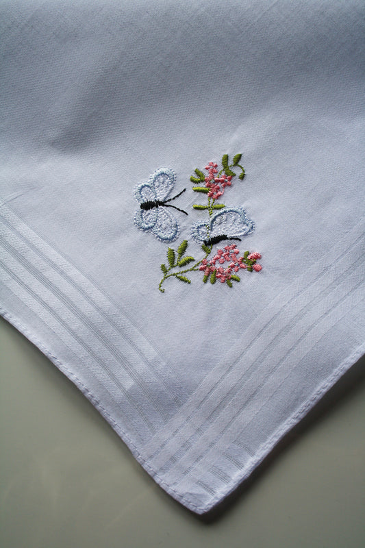 Handkerchief Ladies - Embossed Cotton Butterflies