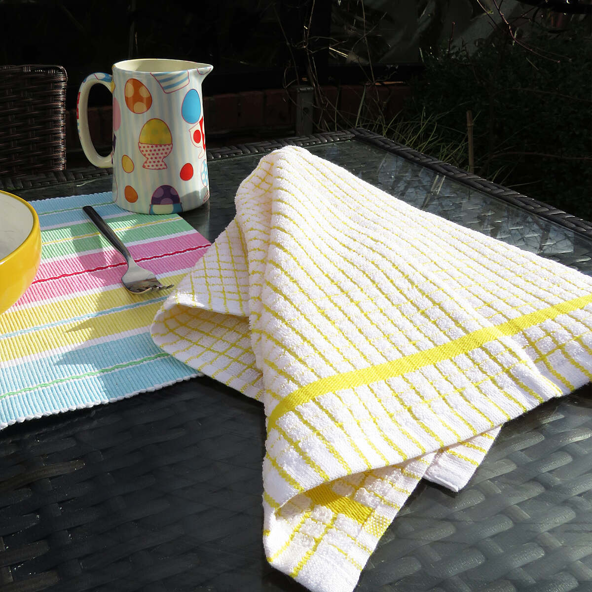 Poli-Dri 100% Cotton Tea Towel "Yellow Stripe"