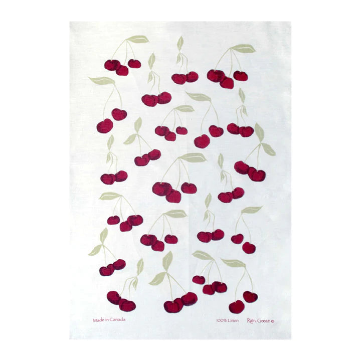 Rain Goose Linen Tea Towel "Cherries"