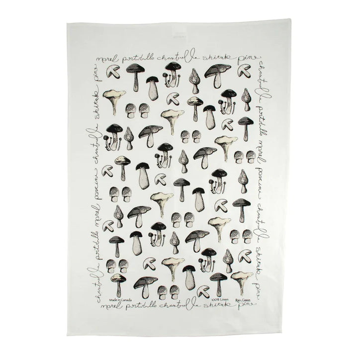 Rain Goose Linen Tea Towel "Mushrooms"
