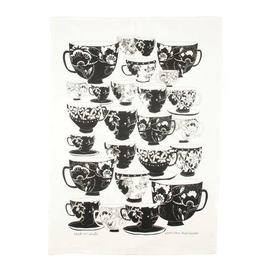 Rain Goose Linen Tea Towel "Tea Cups"