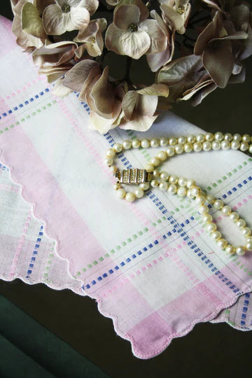 Handkerchief Ladies - Scalloped Edge Cotton, Woven Border
