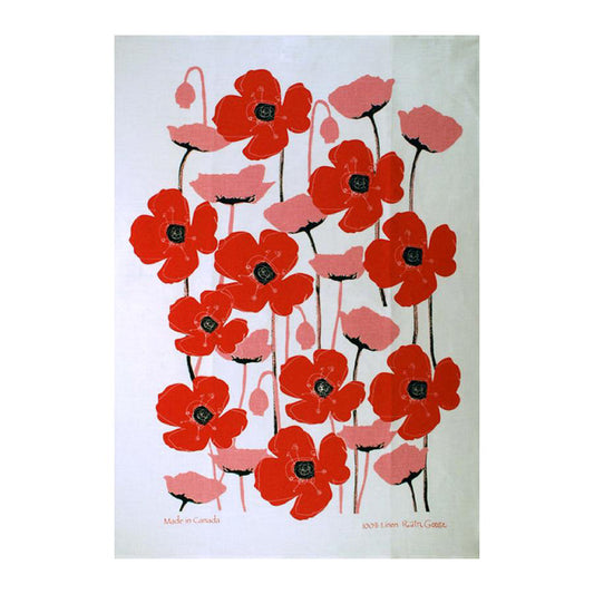 Rain Goose Linen Tea Towel "Red Poppies"