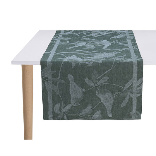 Le Jacquard Francais Table Runner "Le Voliere" Green