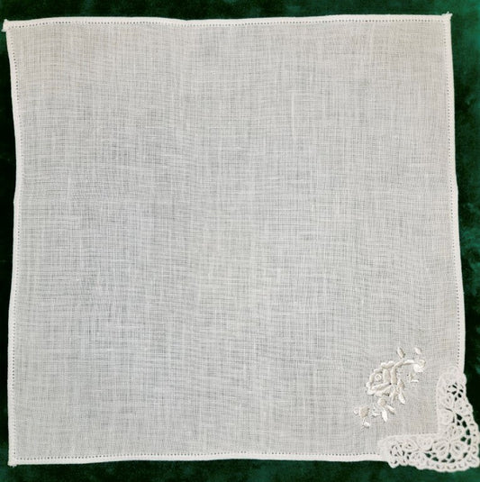 Handkerchief Ladies - Linen White Rose