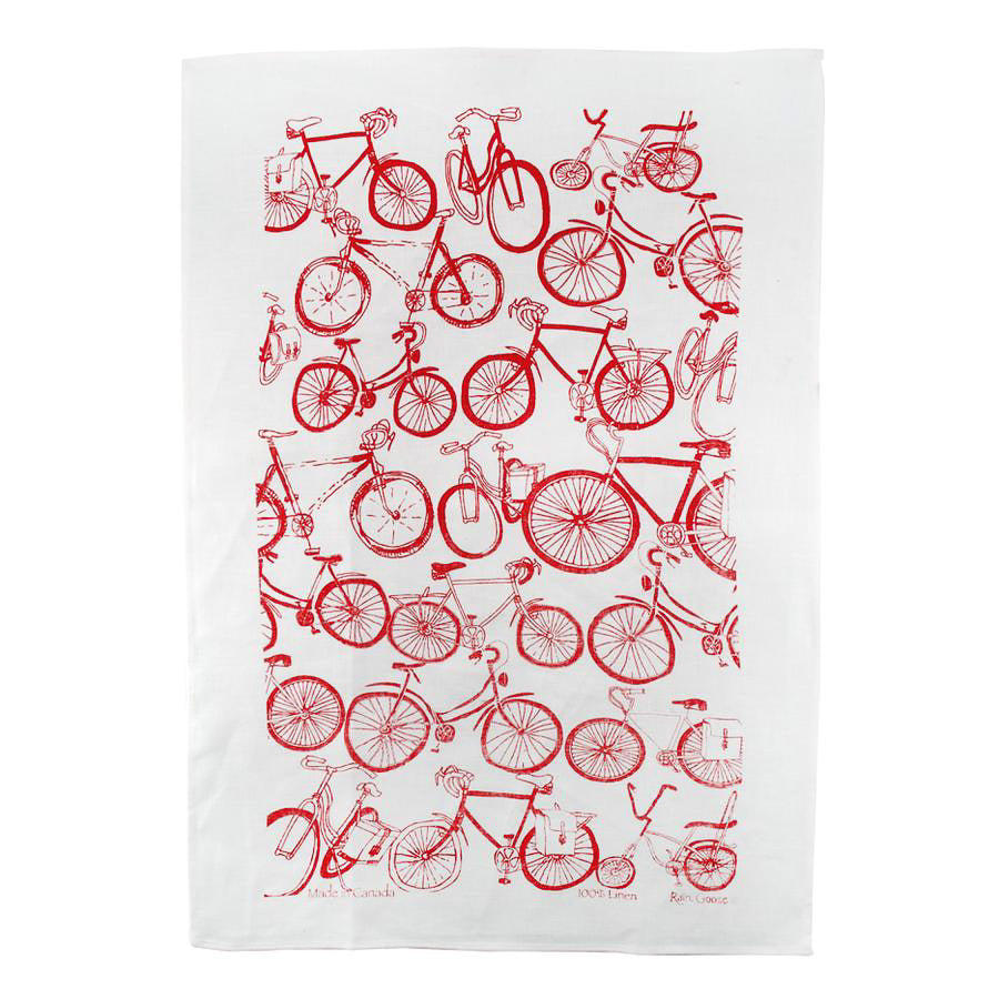 Rain Goose Linen Tea Towel "Red Bike"