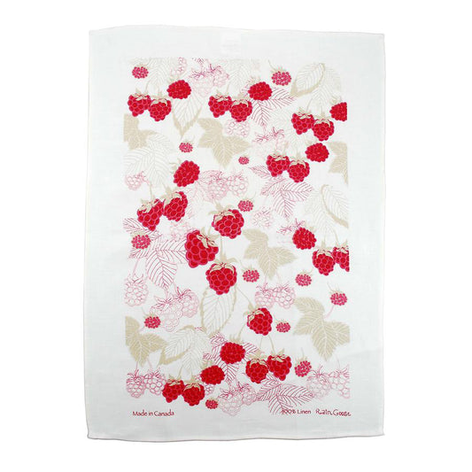 Rain Goose Linen Tea Towel "Raspberries"