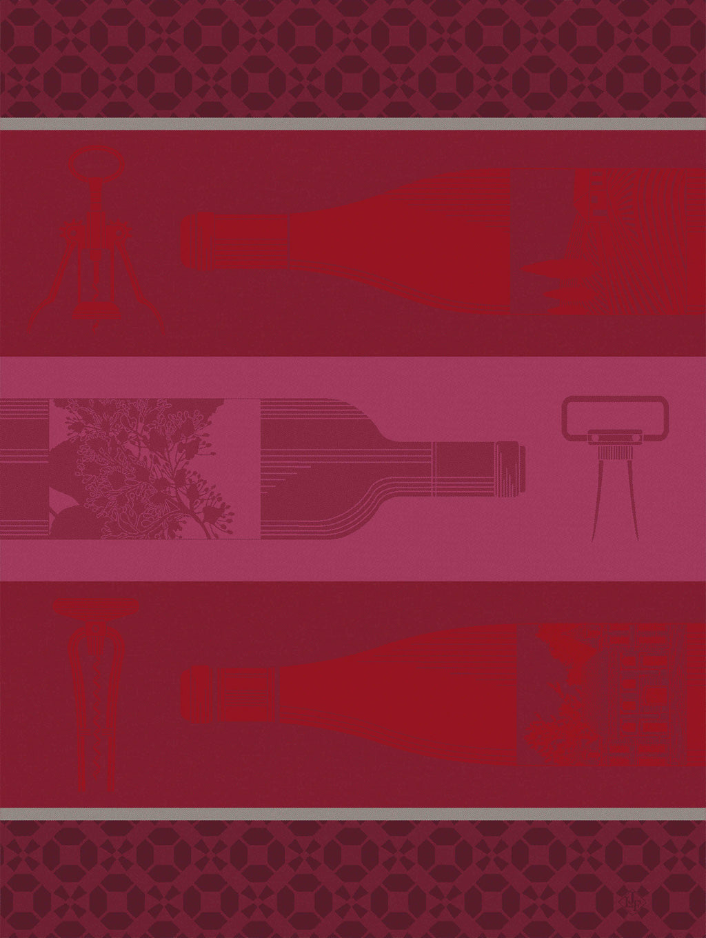 Le Jacquard Francais Tea Towel "Vin en Bouteille" Red