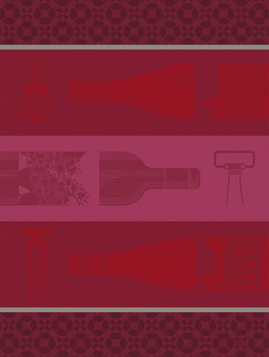 Le Jacquard Francais Tea Towel "Vin en Bouteille" Red